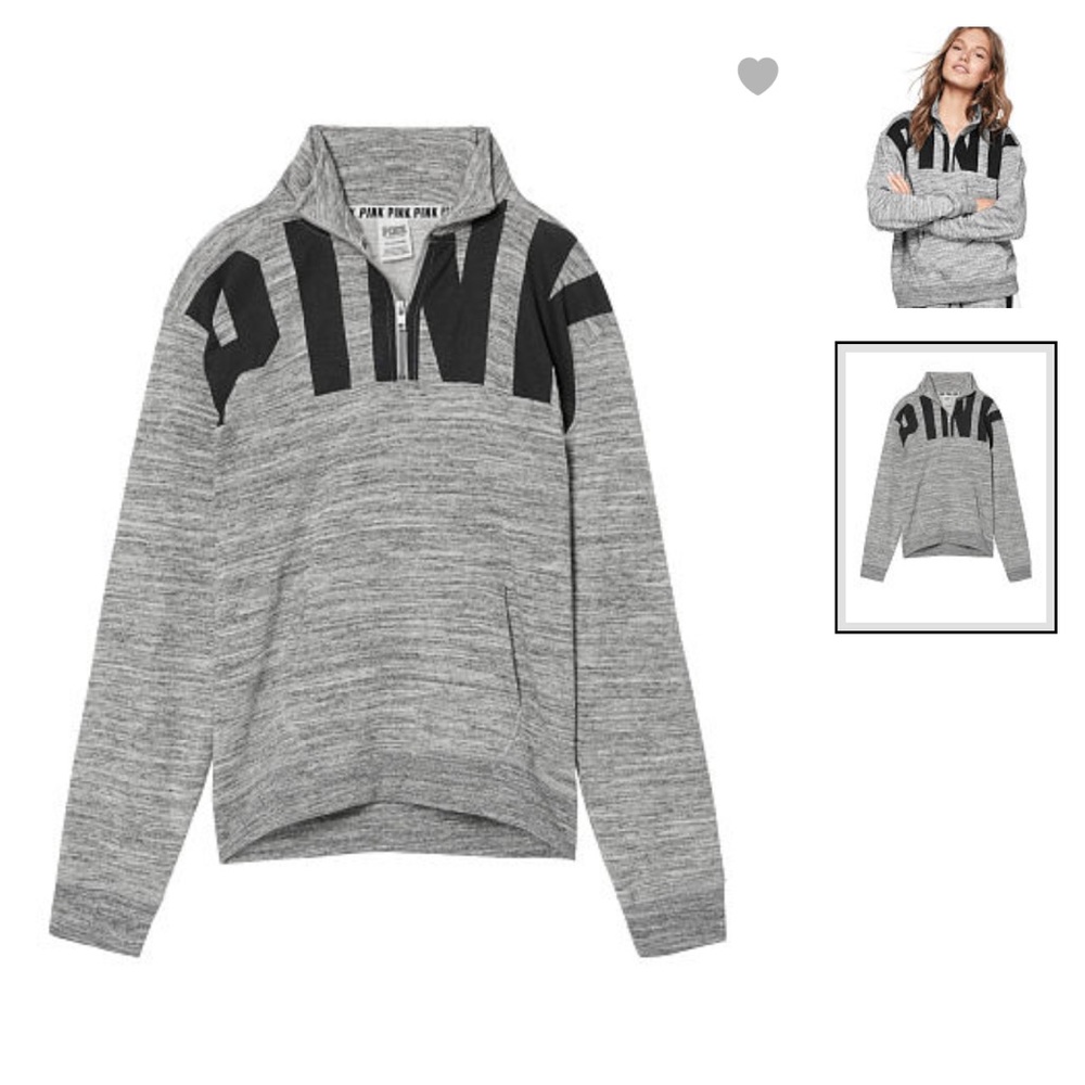 ❌SOLD❌VS Pink Gray&Black Quarter Zip Sweater, NWT - Picture 2 of 4